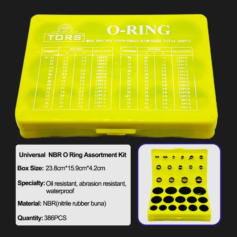 NBR O-Ring Assortment Kit | Nitrile Rubber Seals | Auto & Home