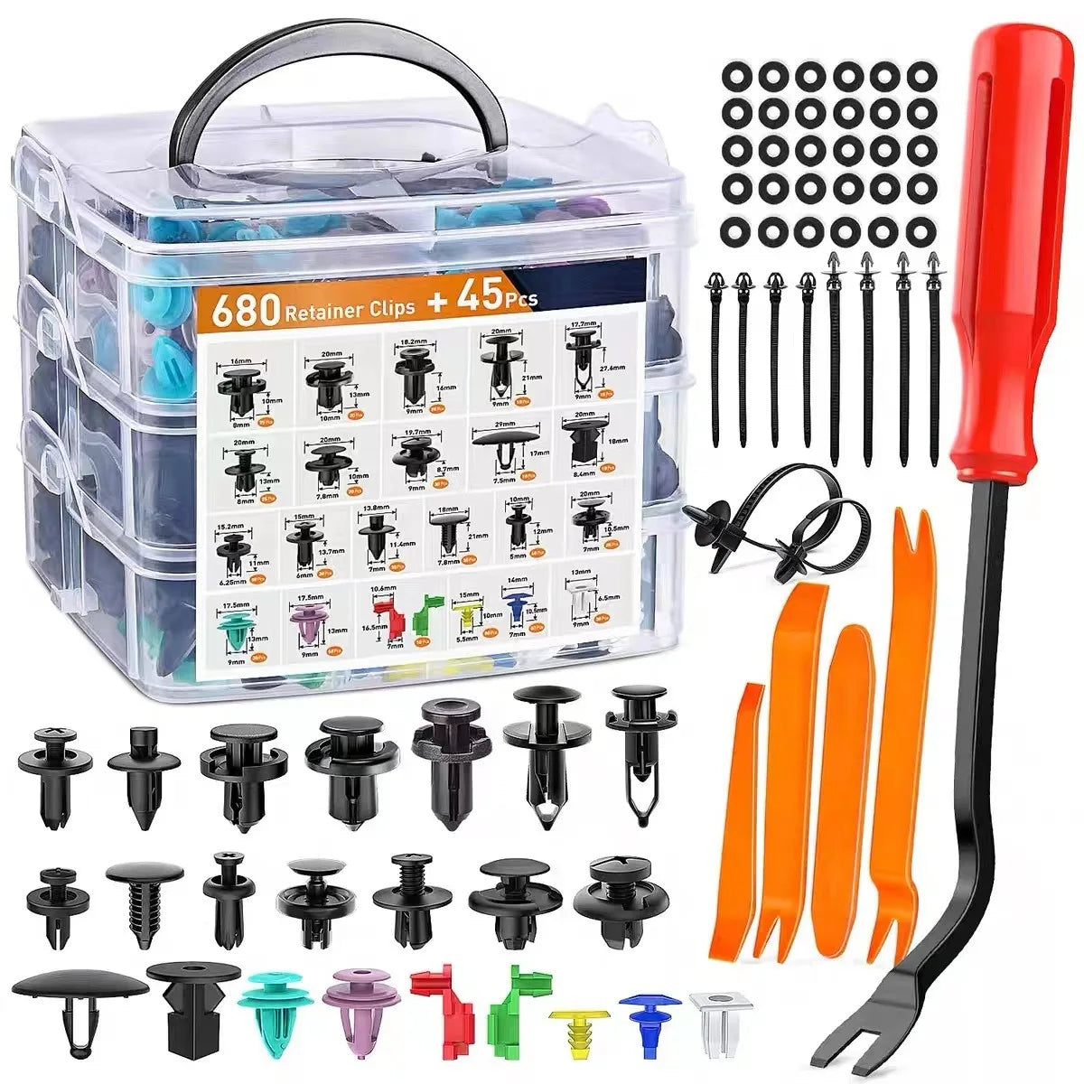Car Fastener Clip Kit | Push Retainer Rivets | Fender, Bumper & Door Trim