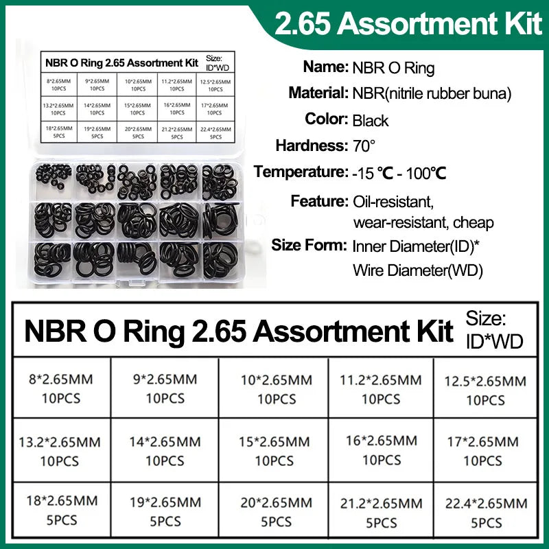 NBR O-Ring Assortment Kit | Nitrile Rubber Seals | Auto & Home