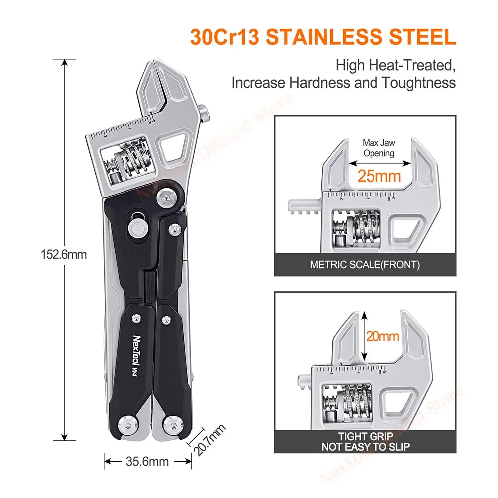 NexTool W4 11-in-1 Multitool | Wrench, Pliers & Knife | Trail Kit