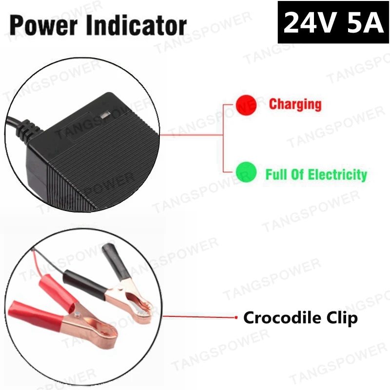 TANGSPOWER 24V 5A Charger | 28.8V Lead-Acid | 10 Connectors