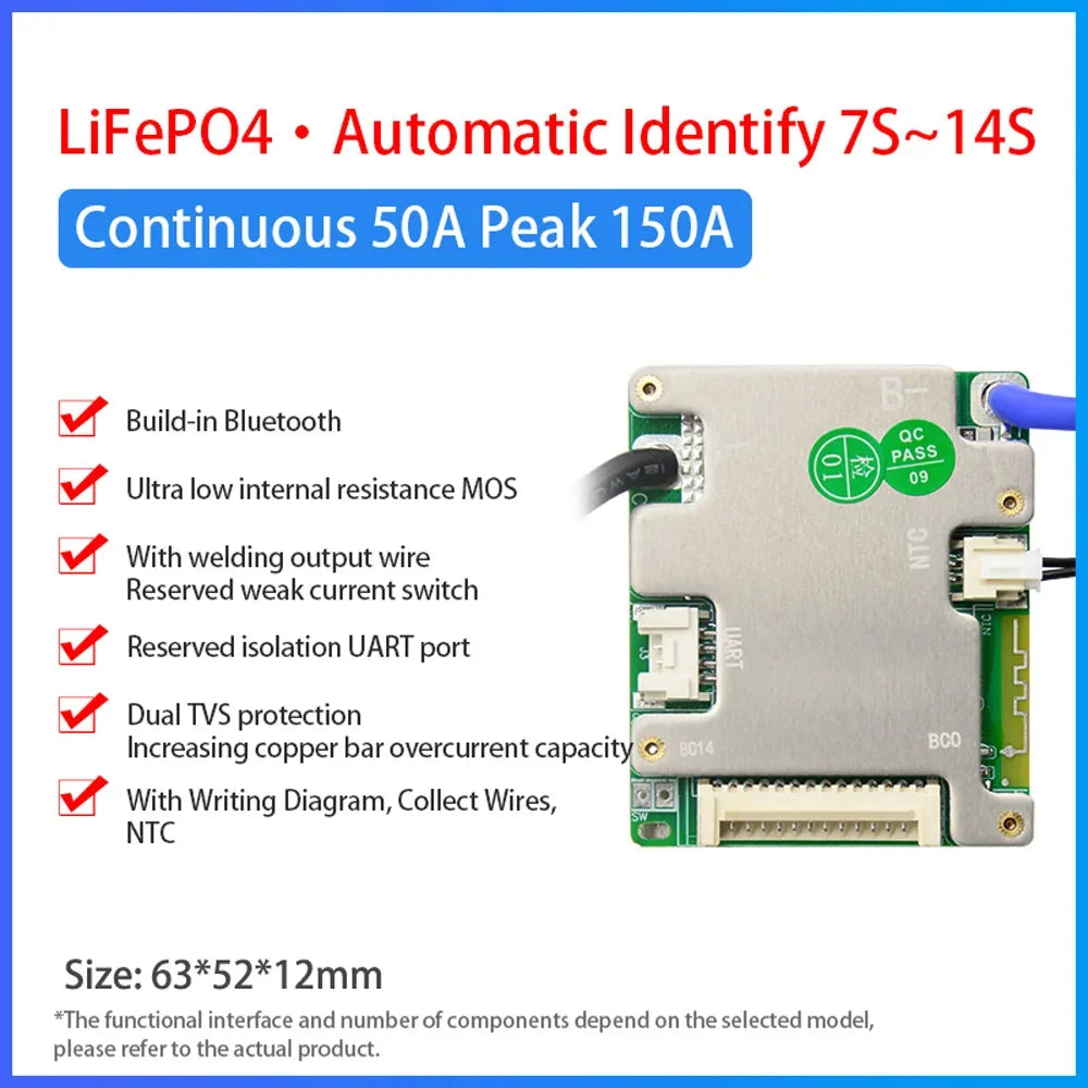 JBD Smart BMS | Bluetooth, 7S-14S | 40A/50A