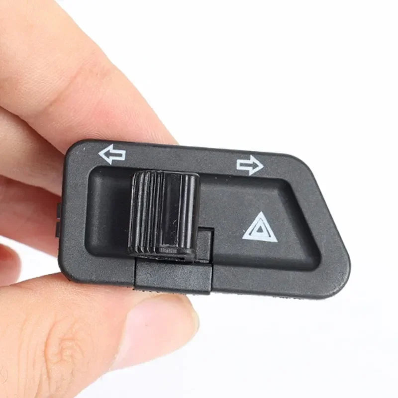 Dual-function motorcycle warning light switch for turn signals and emergency flashing