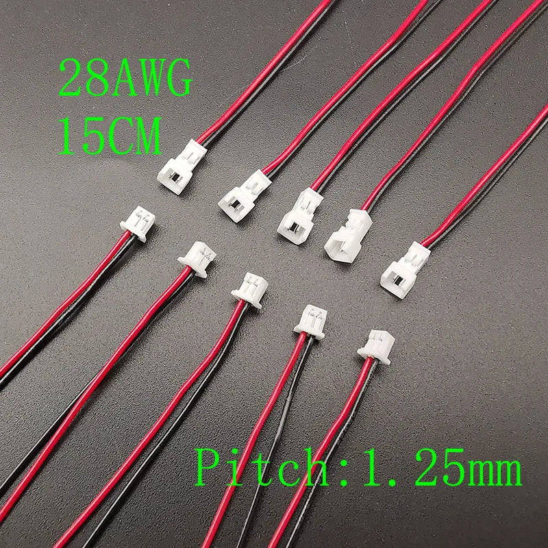 JST Connector Pairs | 1.25/2.0/2.54mm Pitch | 2-Pin + Wire