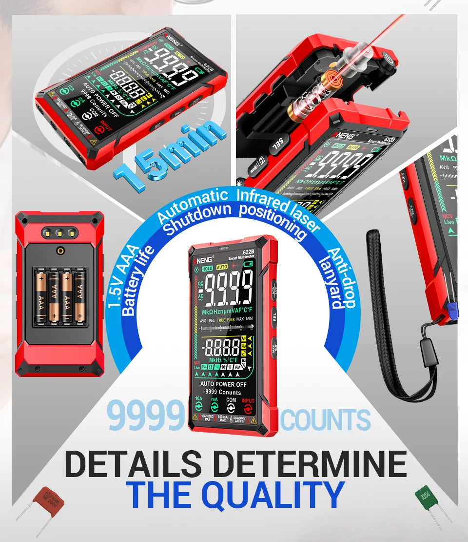 ANENG 622B Multimeter | 9999 Counts | Laser & NCV
