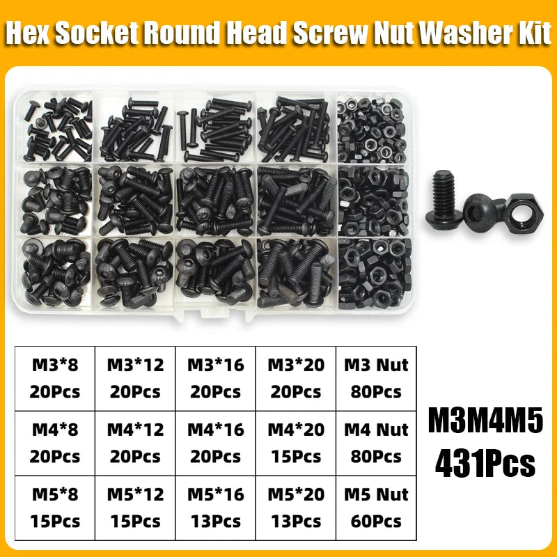Screw & Nut Assortment Kit | M2-M6 10.9 Grade | Hex Socket