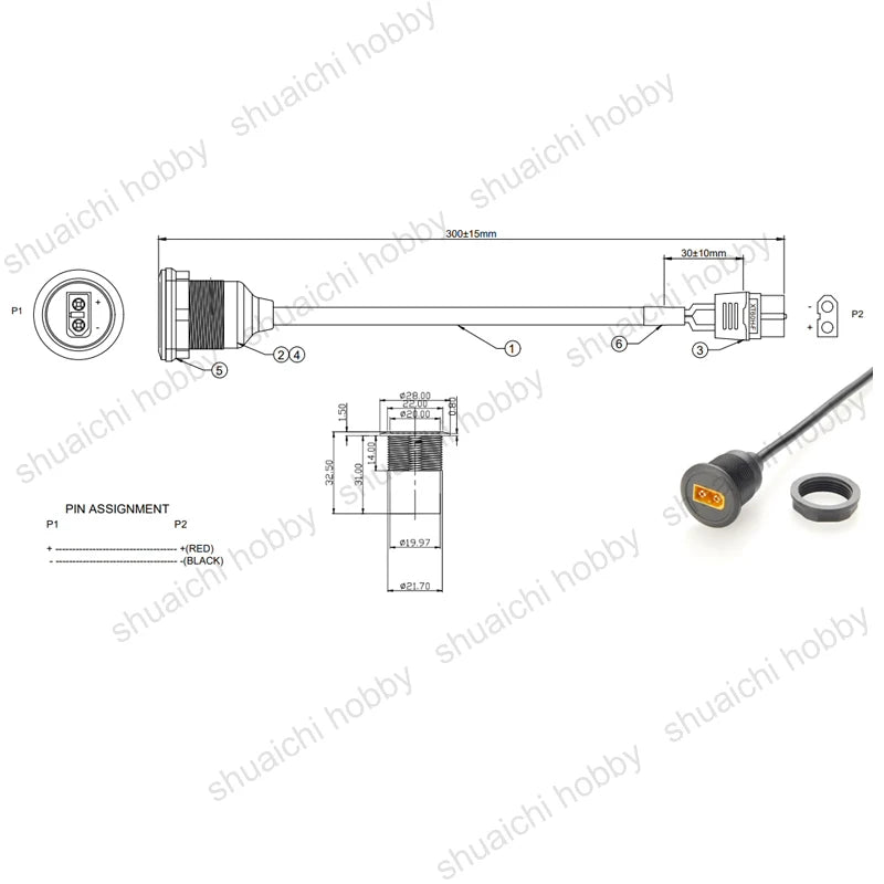 XT60 Extension Cable | Male to Female | Panel-Mountable