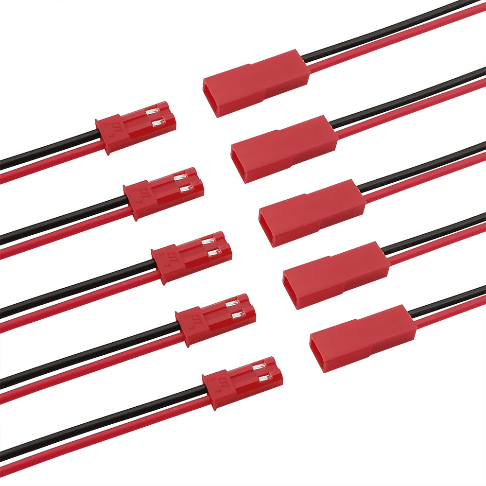 JST 2-Pin Connector Cables | Male & Female | LED Strip / RC BEC