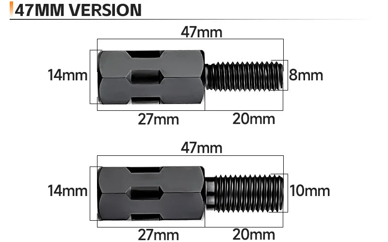 Mirror Extension Adapters | M8/M10, Left & Right Thread | Motorcycles