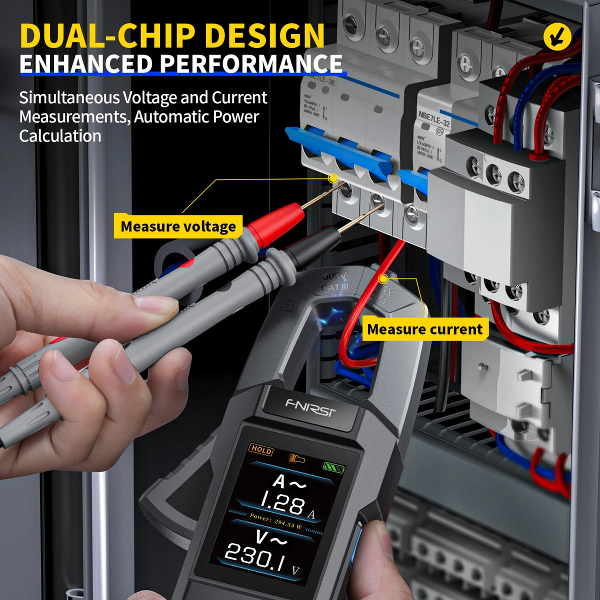 FNIRSI DMC-100 Clamp Meter | 600A AC/DC | NCV