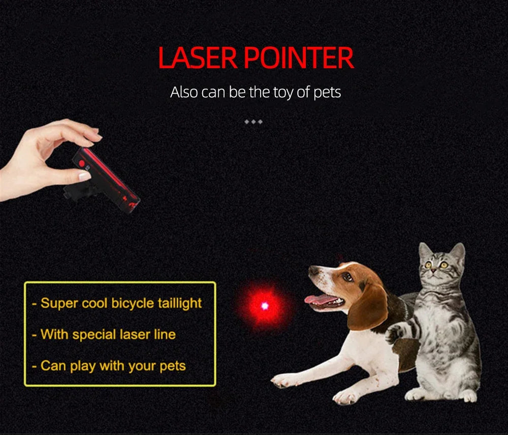 Folding Laser Bike Light Front Rear Safety Warning Bicycle Light USB Rechargeable Bike Tail Rear Light Waterproof Cycling Lamp