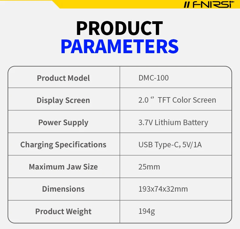FNIRSI DMC-100 Clamp Meter | 600A AC/DC | NCV
