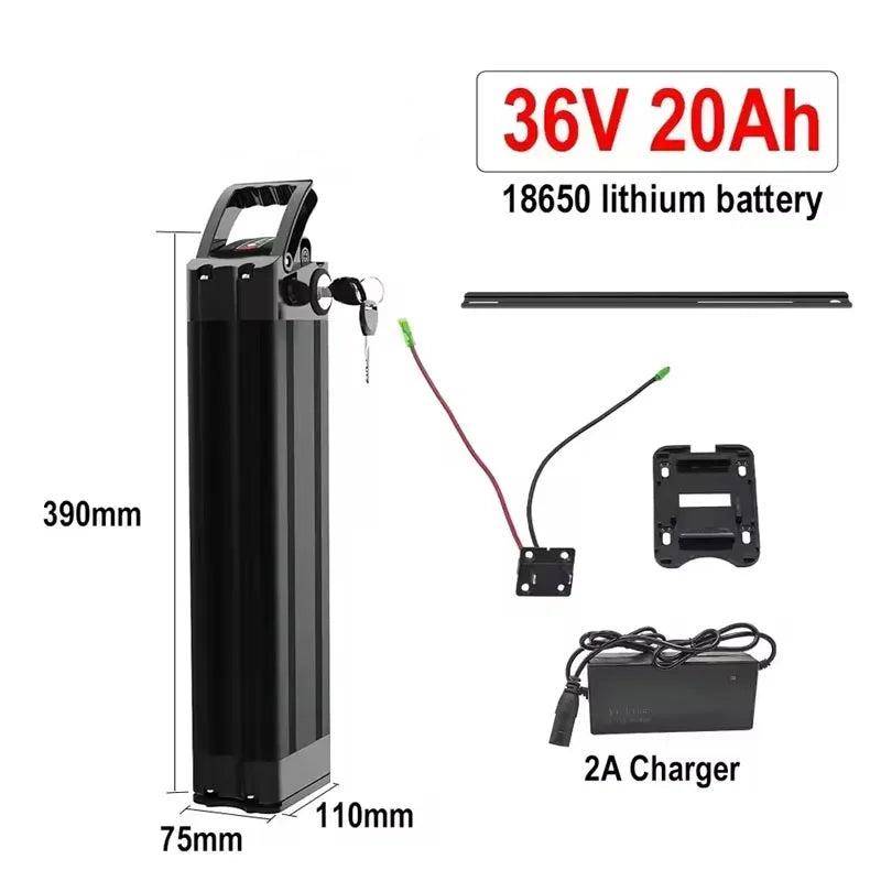 Batterie de vélo pliante 48V 36V  20ah 17ah 10ah Bms intégré pour Silverfish 250W-1000W, Kit moteur Bafang avec chargeur 2A
