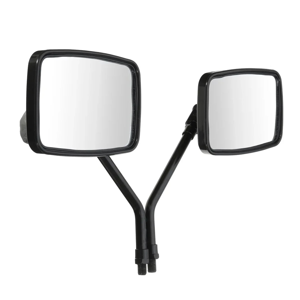 Motorcycle Rearview Mirrors (Pair) | Black Rectangle, 10mm | Scooter & ATV