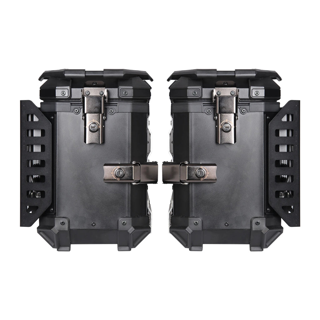 38L Folding Motorcycle Side Boxes | Aluminum Alloy | Quick-Release Pair
