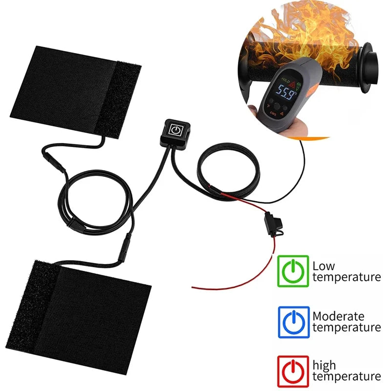 12V Heated Handlebar Grips | 3 Heat Settings | Moto/E-Bike/ATV
