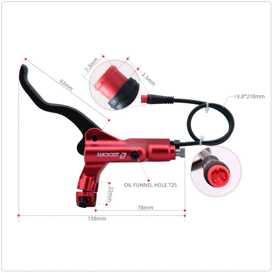 ZOOM HB-876E 4-Piston Hydraulic Disc Brake | Motor Cut-Off | 160/180/203mm