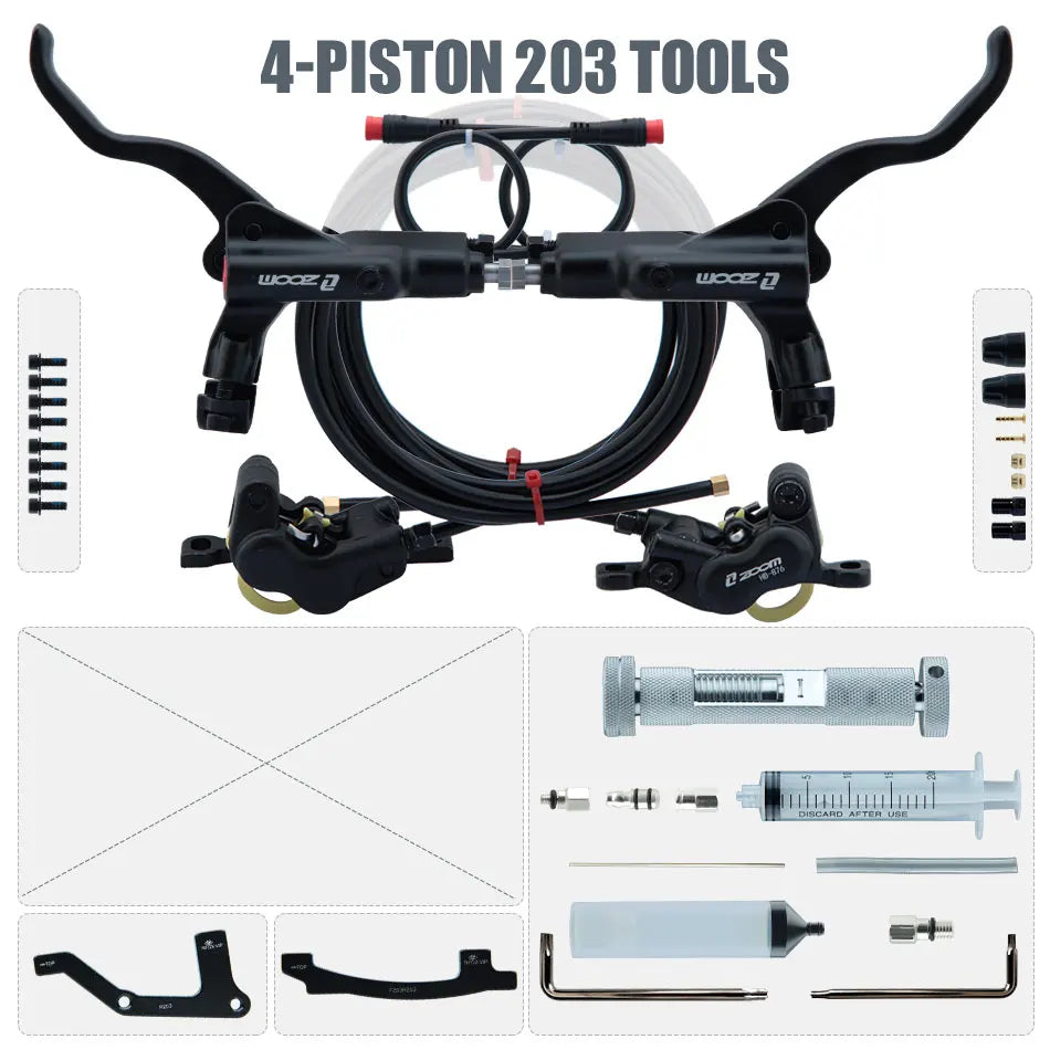 ZOOM HB-876E 4-Piston Hydraulic Disc Brake | Motor Cut-Off | 160/180/203mm
