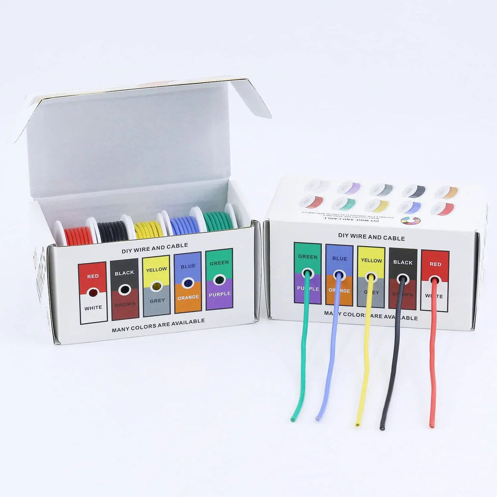 30AWG Wire Flex Silicone 30 Gauge Stranded Tinned Copper Wire, OD: 0.8mm, 5 Colors 32.8ft/10m, Electrical Connection Wire Kit