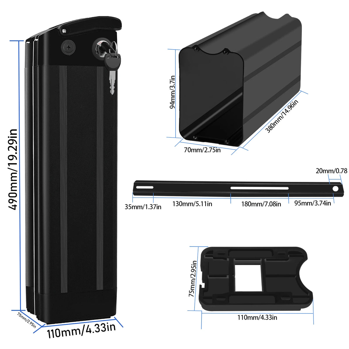 Large Shell battery Case for Folding Electric Bikes