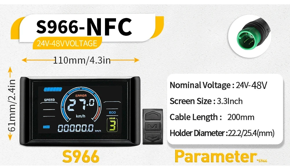 Sine Wave E-Bike Controller | 17/26/30A 24-48V Waterproof | S966 NFC