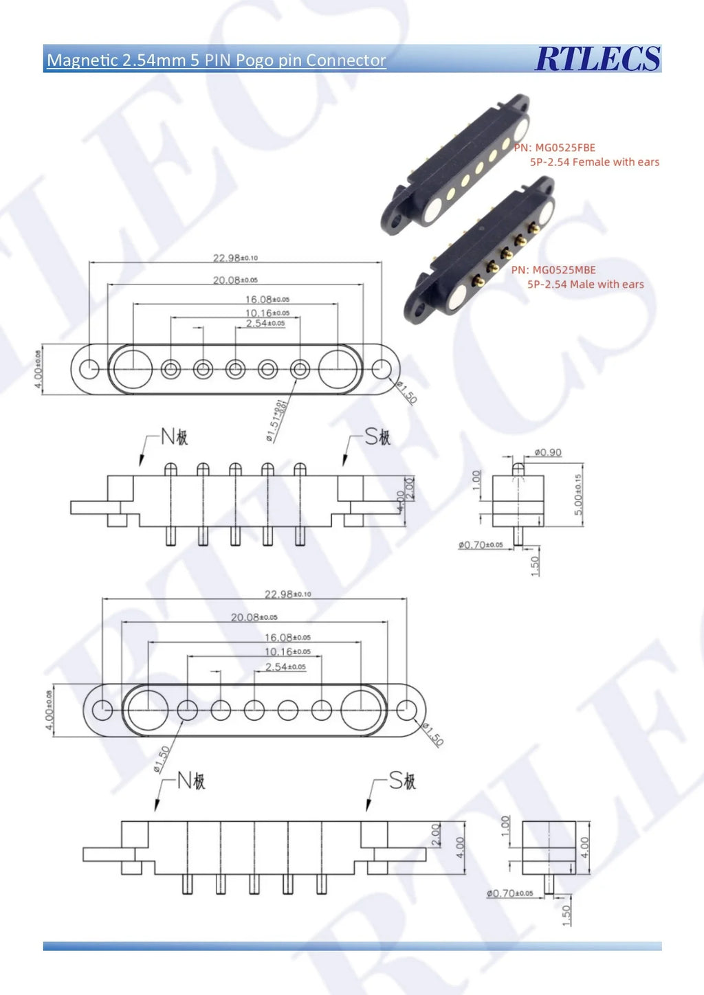 2A DC Magnetic Pogo Pin Connector 2Pin 3Pin 4 5 6 7 8 9 Pin Pogopin Male Female spacing 2.5/2.80mm Spring Loaded DC Power Socket