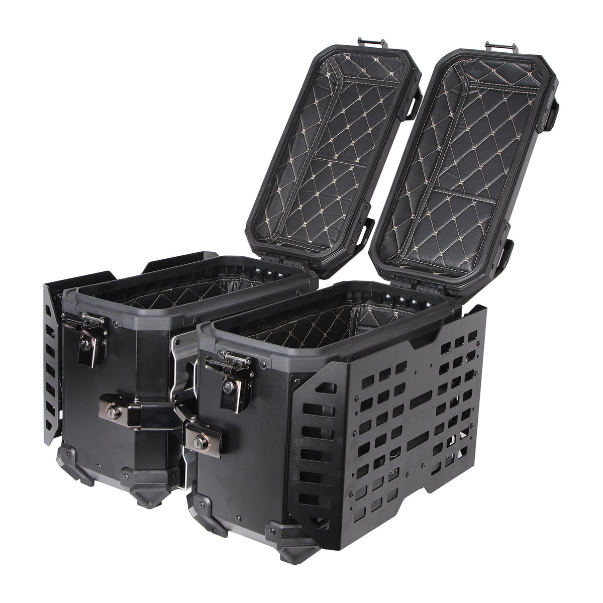 1 Pair 38L Folding Armored Motorcycle Side Box Aluminum Alloy Side Luggage Cases Quick Release Saddlebag Waterproof Toolbox
