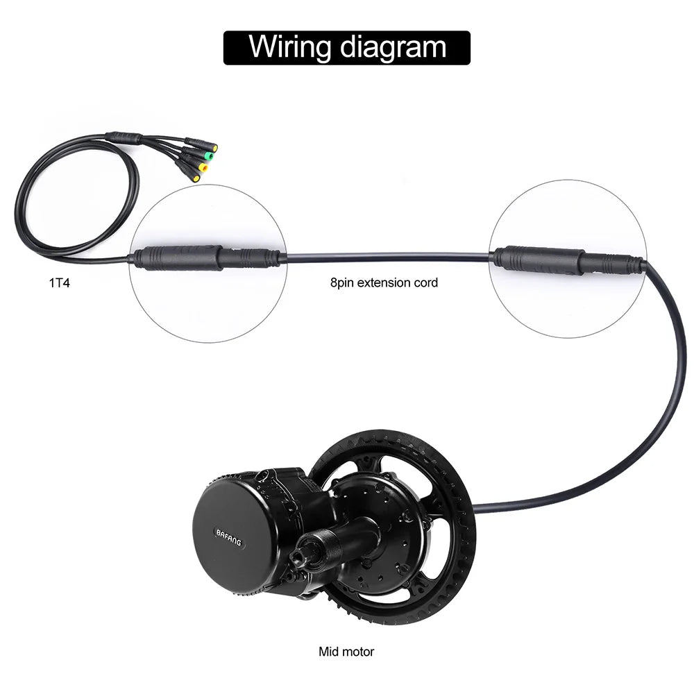 1T4 Cable Wiring Harness | Bafang BBS01, BBS02 & BBSHD Mid-Drive Motors