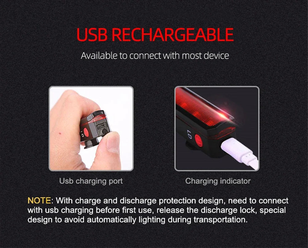 Folding Laser Bike Light Front Rear Safety Warning Bicycle Light USB Rechargeable Bike Tail Rear Light Waterproof Cycling Lamp