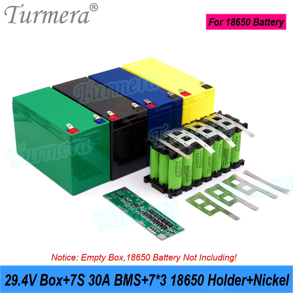 24V/29.4V 18650 Battery Box | 7S3P Holder + 30A BMS | Lead-Acid Swap