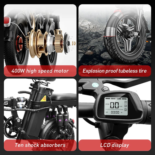 14in Folding E-Bike | 48V 400W Up to 40 km/h | Mini City Commuter