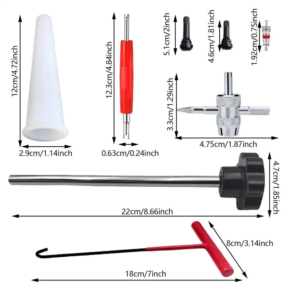 Quick-Change Tire Valve Tool Kit | Stem Install Set | Cars & Bikes
