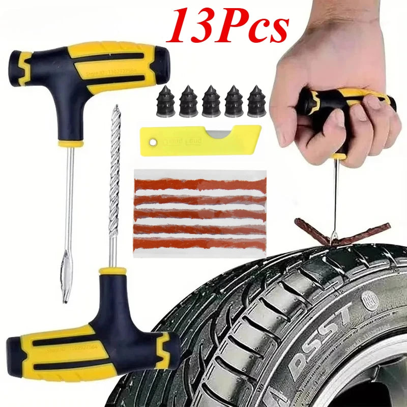 Tubeless Tire Repair Kit | 7-Pc Puncture Plug Set