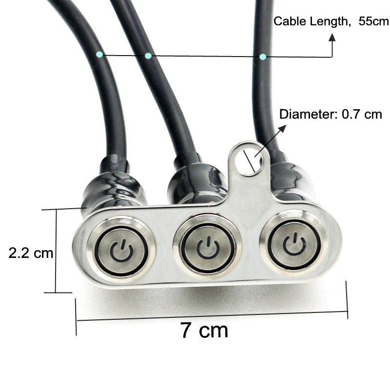12V Handlebar Switch | 3-in-1 Stainless Buttons | ATV/Dirt Bike