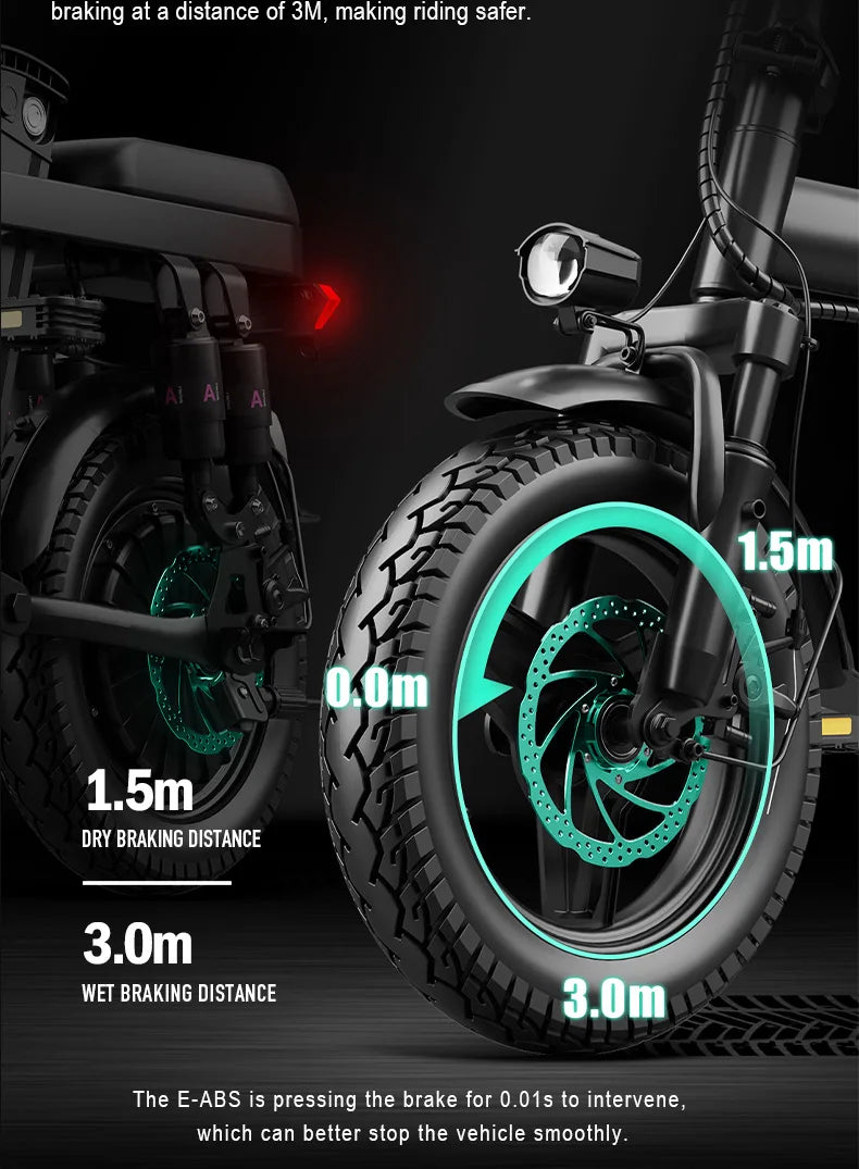 14-Inch Folding Electric Bicycle | 500W Motor, 48V 10.4Ah Lithium Battery | Portable City E-Bike