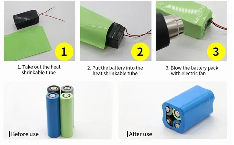 18650 PVC Heat Shrink Tube Battery Pack Blue Width 29.5mm~300mm Insulated Protection Film Wrap lithium Case Cable Sleeve