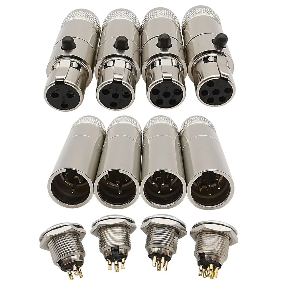 1Pair Metal Mini XLR 3/4/5/6 Pin Female Plug Male
