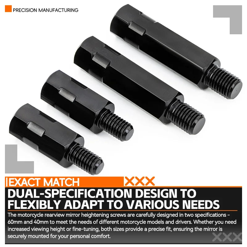 Mirror Extension Adapters | M8/M10, Left & Right Thread | Motorcycles
