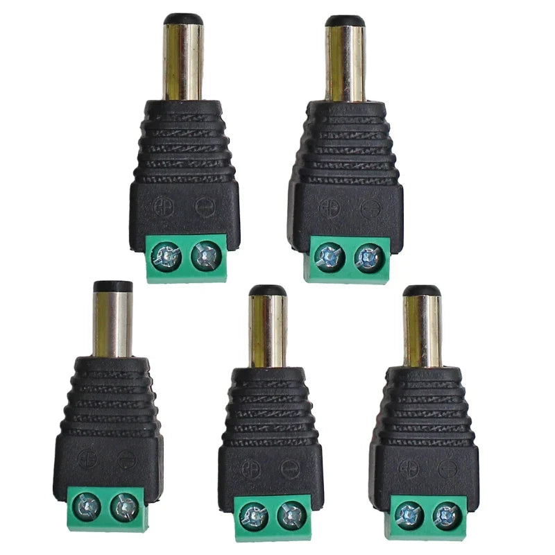 DC 5.5×2.1mm Power Connector Pairs | 12V Male & Female | CCTV / LED Strip