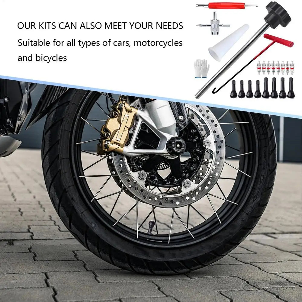 Quick-Change Tire Valve Tool Kit | Stem Install Set | Cars & Bikes