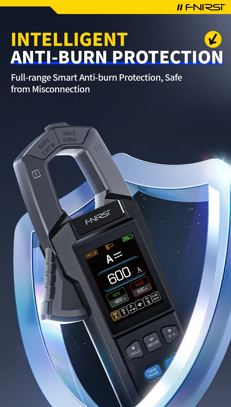 FNIRSI DMC-100 Clamp Meter | 600A AC/DC | NCV