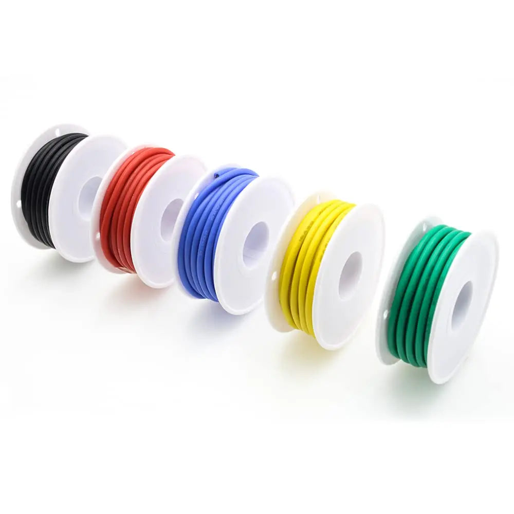 30AWG Wire Flex Silicone 30 Gauge Stranded Tinned Copper Wire, OD: 0.8mm, 5 Colors 32.8ft/10m, Electrical Connection Wire Kit