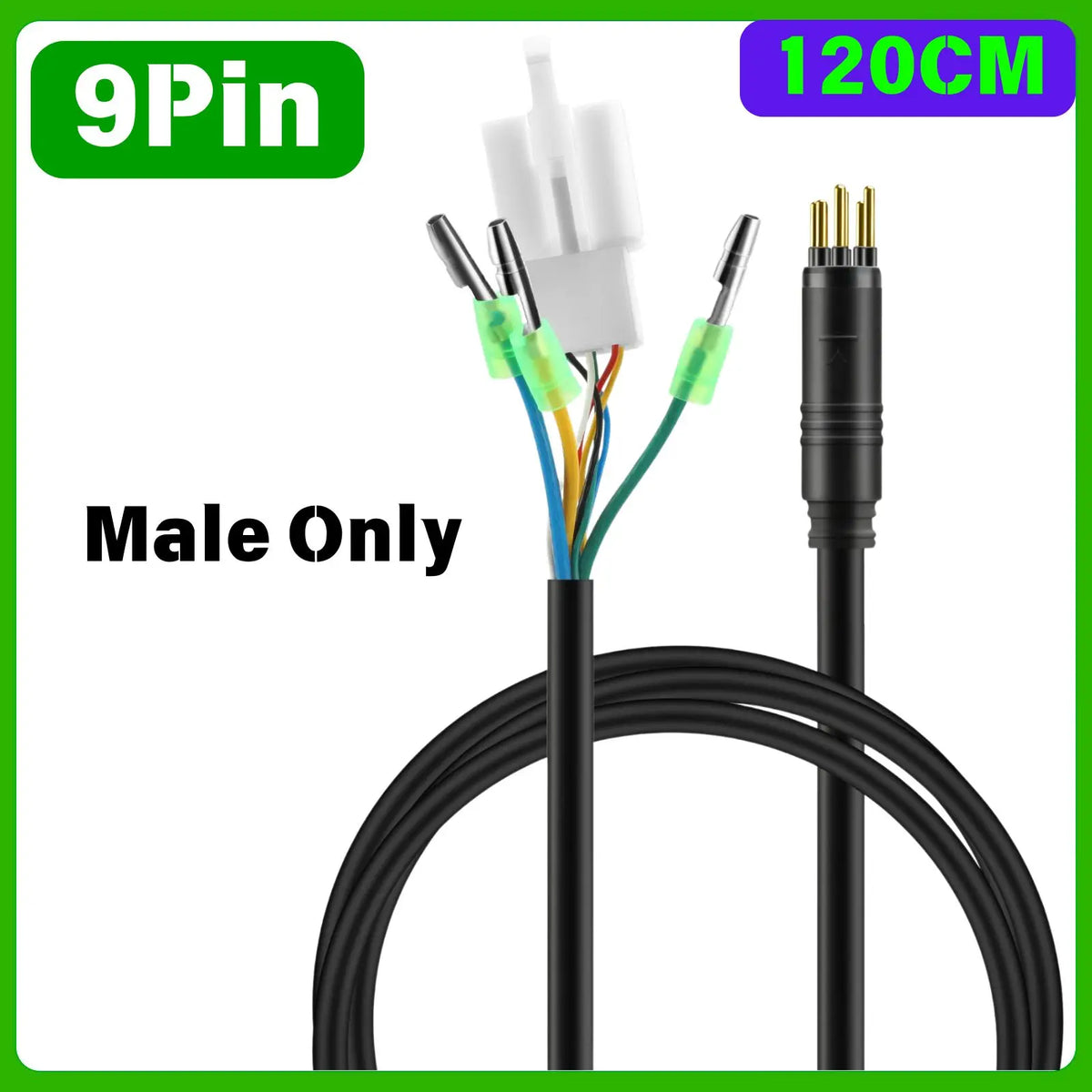 9 Pin Electric Bike Motor Cable, Wheel Motor Extension Cable for E Bike - Female to Male Wire, Electric Bike Accessory