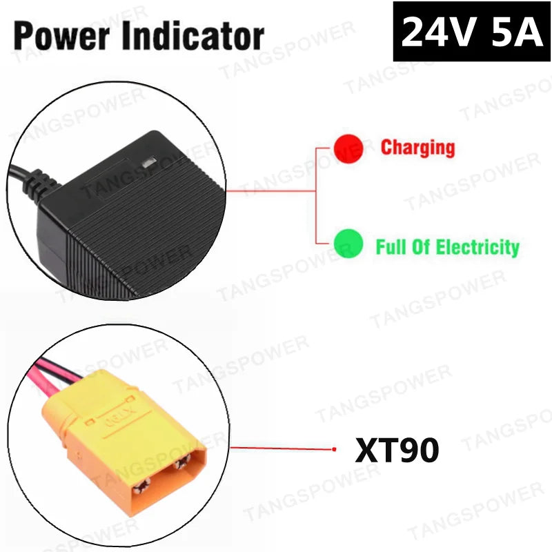 TANGSPOWER 24V 5A Charger | 28.8V Lead-Acid | 10 Connectors