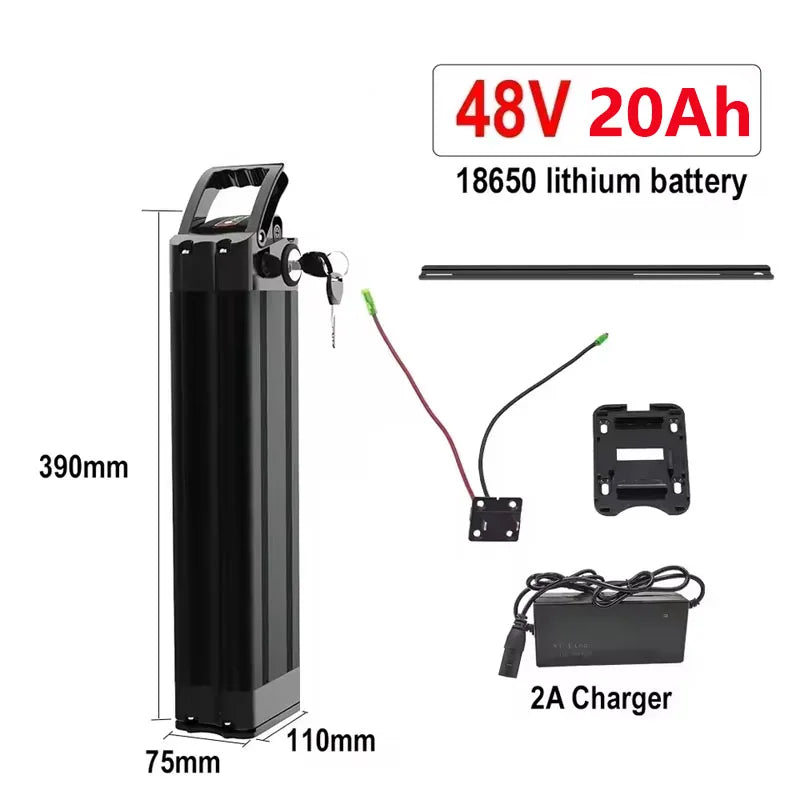 Batterie de vélo pliante 48V 36V  20ah 17ah 10ah Bms intégré pour Silverfish 250W-1000W, Kit moteur Bafang avec chargeur 2A