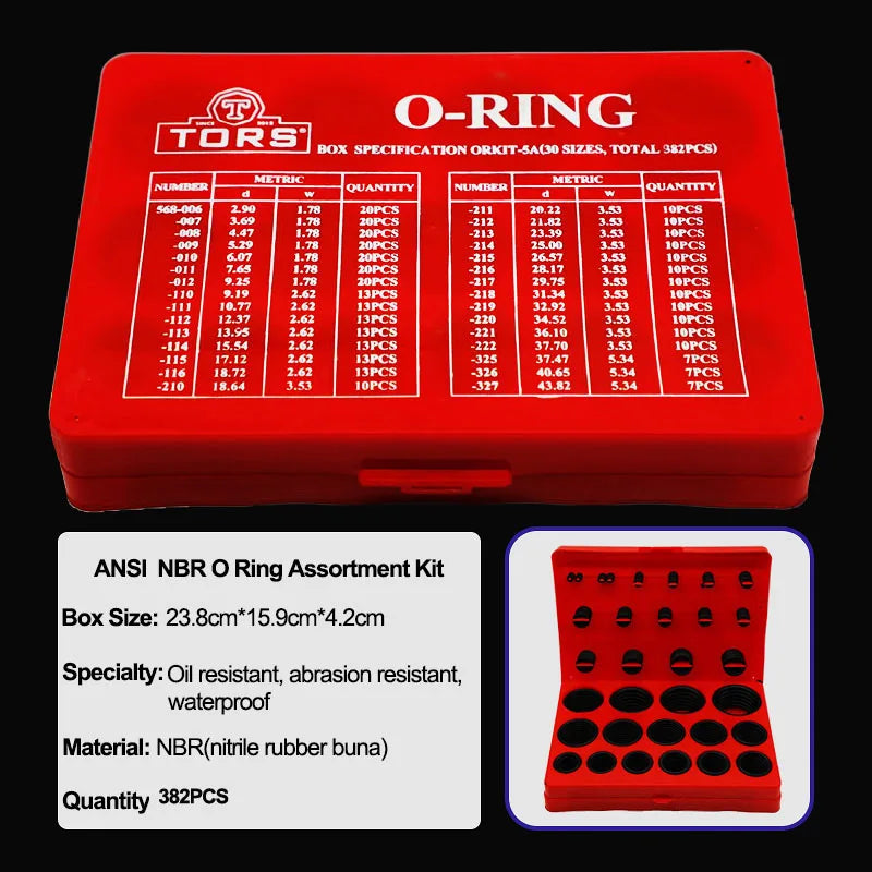 NBR O-Ring Assortment Kit | Nitrile Rubber Seals | Auto & Home