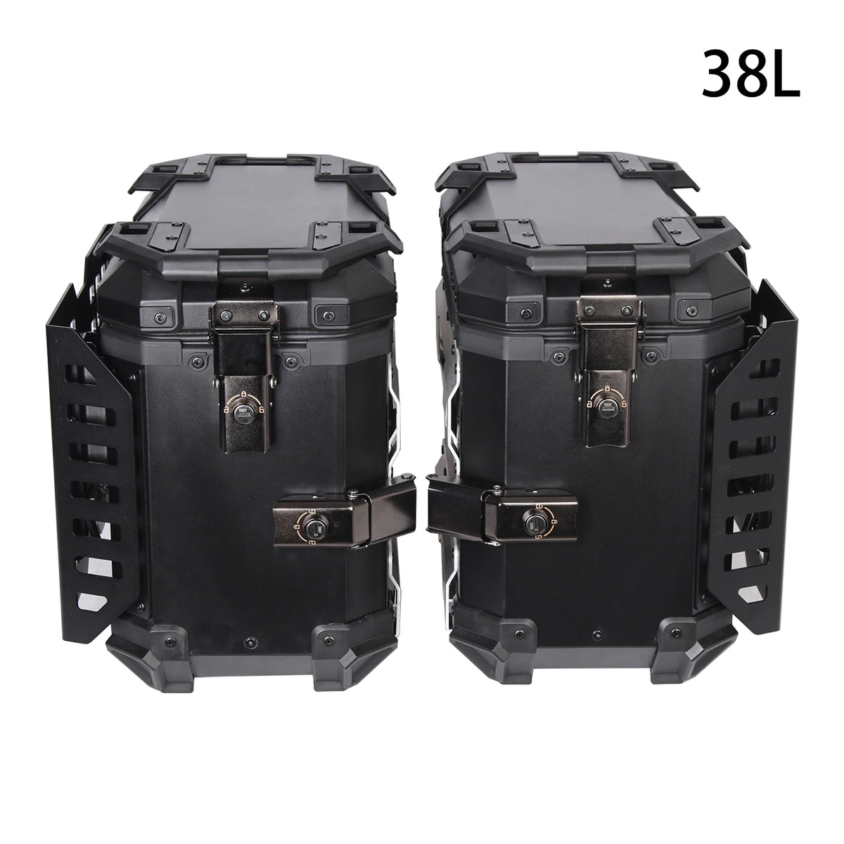 38L Folding Motorcycle Side Boxes | Aluminum Alloy | Quick-Release Pair