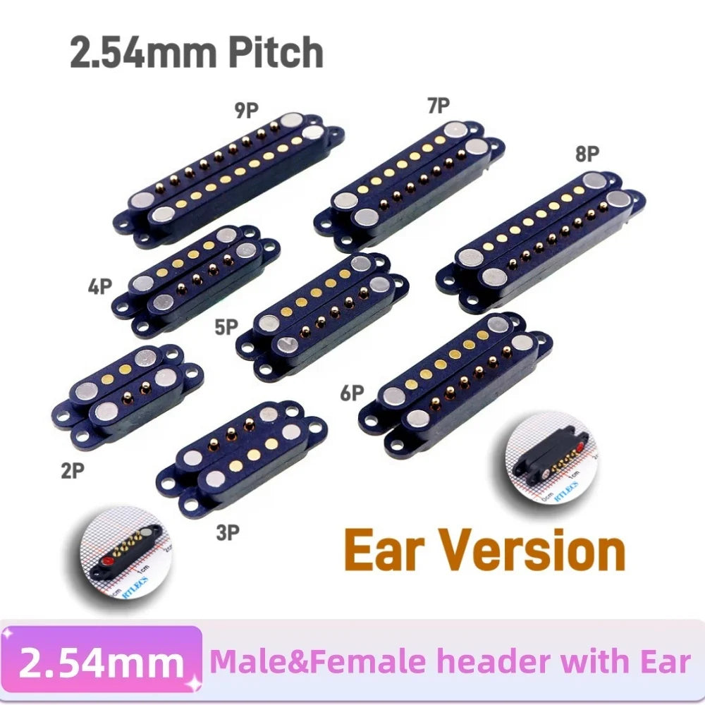 2A DC Magnetic Pogo Pin Connector 2Pin 3Pin 4 5 6 7 8 9 Pin Pogopin Male Female spacing 2.5/2.80mm Spring Loaded DC Power Socket
