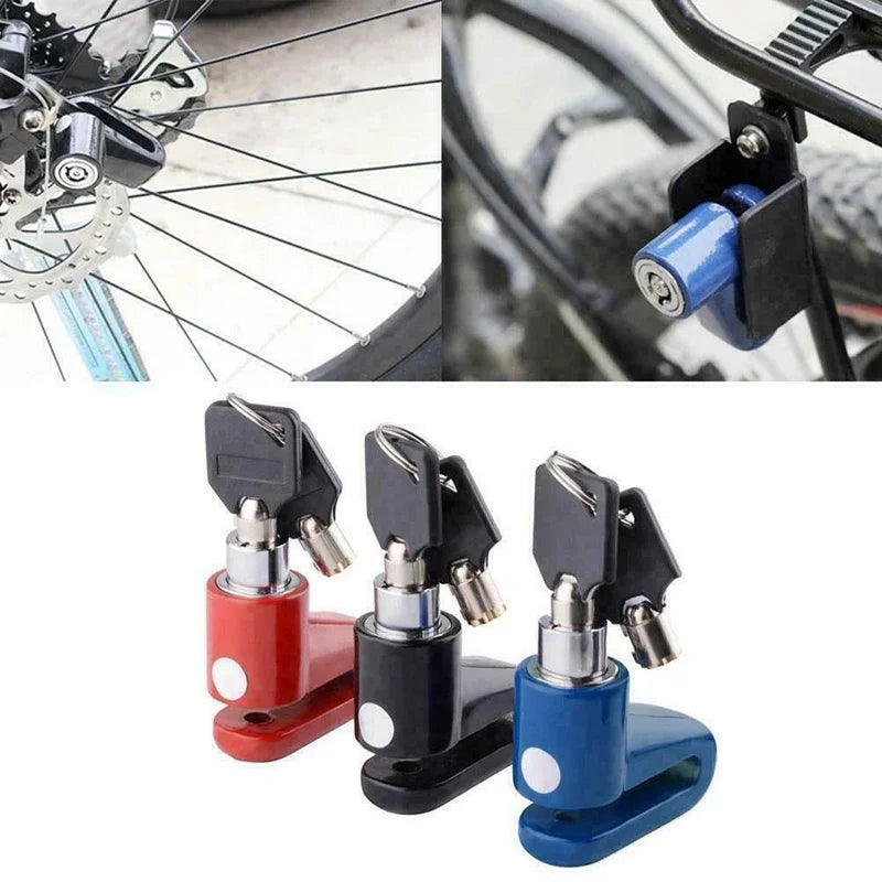 Disc Brake Lock | Anti-Theft Security for Bicycles & Motorcycles | Black/Red/Blue