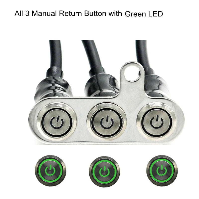 12V Handlebar Switch | 3-in-1 Stainless Buttons | ATV/Dirt Bike
